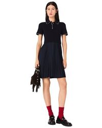 Maje - Mini Pleated Polo Collar Dress - Lyst