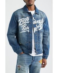 BBCICECREAM - Script Logo Distressed Denim Trucker Jacket - Lyst