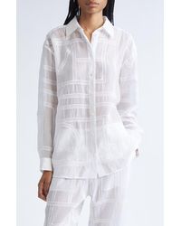 TOTEME - Embroidered Organic Cotton & Silk Monogram Oversize Button-Up Shirt - Lyst