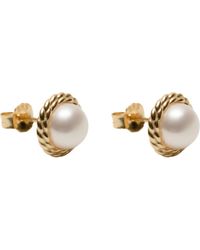 Argento Vivo Sterling Silver - Small Rope Faux Pearl Stud Earrings - Lyst