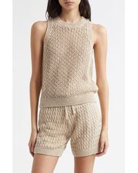 Eleventy - Sequin Open Stitch Sweater Tank - Lyst
