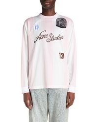 Acne Studios - Embroidered Logo Stripe Long Sleeve Graphic T-shirt - Lyst
