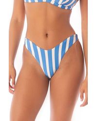 Maaji - Azure Stripes Splendour High Cut Reversible Bikini Bottoms - Lyst