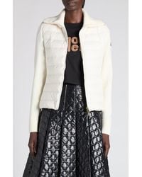 Moncler - Virgin Wool Knit & Quilted Down Cardigan - Lyst