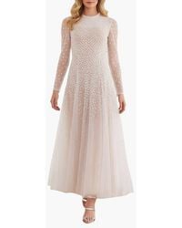 Needle & Thread - Sequin Cascade Round Neck Gown - Lyst