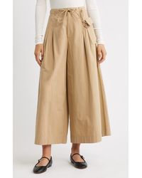 Damson Madder - Tatianna Belted Organic Cotton Ankle Wide Leg Pants - Lyst