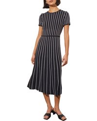 Ming Wang - Stripe A-line Midi Sweater Dress - Lyst