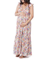 Ingrid & Isabel - Ruffle Tiered Maternity Maxi Dress - Lyst