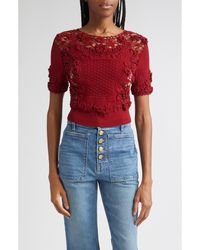 Ulla Johnson - Stella Crochet Detail Knit Top - Lyst