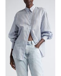 Brunello Cucinelli - Stripe Cotton & Silk Blend Button-up Shirt - Lyst