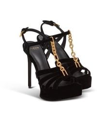 Balmain - Velvet Platform Sync Sandals - Lyst