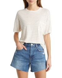 FRAME - Stripe Organic Linen Pocket T-shirt - Lyst