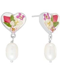 ATHRA LUXE - Dried Flowers & Cultured Pearl Heart Drop Earrings - Lyst