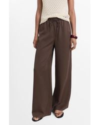 Mango - Drawstring Wide Leg Pants - Lyst