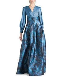 Sachin & Babi - Zoe Floral Belted Long Sleeve Gown - Lyst