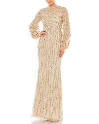 Mac Duggal - Embellished High Neck Puff Sleeve Trumpet Gown - Lyst