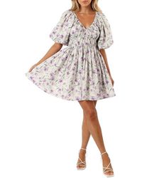 Petal & Pup - Tenaya Floral Puff Sleeve Minidress - Lyst