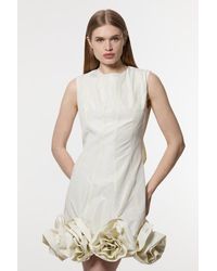 Karen Millen - Taffeta Rosette Woven Mini Dress - Lyst