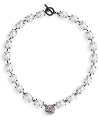 Open Edit - Imitation Pearl & Crystal Pavè Collar Necklace - Lyst