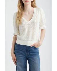 PAIGE - Haisley Pointelle Stitch Organic Cotton & Silk Blend Sweater - Lyst