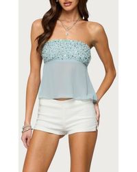 Edikted - Beadie Strapless Chiffon Top - Lyst