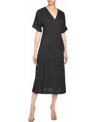 Santorelli - Serafina Short Sleeve Midi Shift Dress With Side Skirt Buttons - Lyst