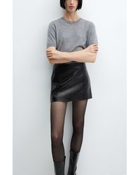 Mango - Croc Embossed Faux Leather Miniskirt - Lyst
