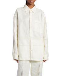 Bottega Veneta - Oversize Embroidered English Linen Button-up Shirt - Lyst