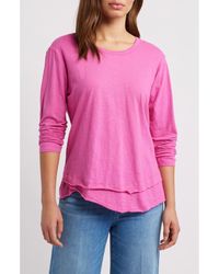 Apny - Layered Hem Cotton Slub Top - Lyst