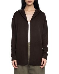 Zadig & Voltaire - Elbow Patch Wool & Cashmere Hooded Cardigan - Lyst