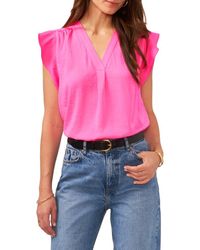 Vince Camuto - Ruffle Sleeve Satin Top - Lyst
