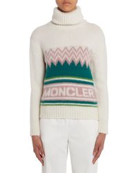 Moncler - Festive Logo Intarsia Wool Turtleneck Sweater - Lyst
