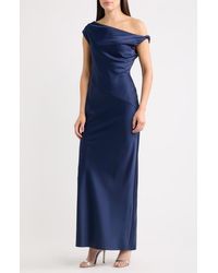 Wayf - Colleen One-Shoulder Drape Satin Gown - Lyst