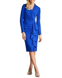 Tadashi Shoji - Ruffle Side Drape Long Sleeve Cocktail Dress - Lyst