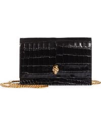 McQueen - Small Skull Crocodile-embossed Leather Crossbody Bag - Lyst