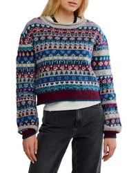 Free People - Favorite Things Mixed Print Wool Blend Sweater - Lyst
