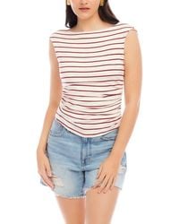 Fifteen Twenty - Tasha Stripe Ruched Side Top - Lyst