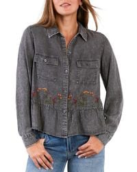 Billy T - Life Is A Flower Embroidered Button-Up Shirt - Lyst