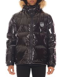Cult Of Individuality - Down Puffer Jacket With Faux Fur Trim - Lyst