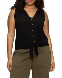 Sanctuary - Tie Front Slub Jersey Button-Up Tank - Lyst