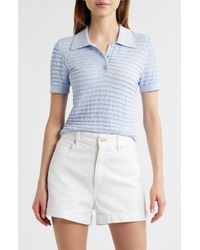 FRAME - The Smock Silk & Cotton Polo Sweater - Lyst