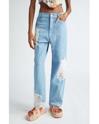Collina Strada - Mikaela Lace Patched Straight Leg Jeans - Lyst