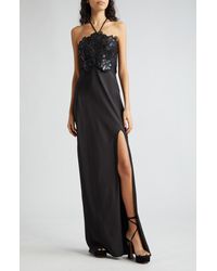 Ramy Brook - Mora Floral Lace Bodice Halter Gown - Lyst