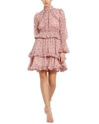 Mac Duggal - Long Sleeve Open Front High Neck Ruffle Mini Dress - Lyst