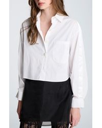 Kenneth Cole - Satin Stripe Crop Button-Up Shirt - Lyst