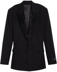 Balmain - Crystal Beaded Wool Grain De Poudre Jacket - Lyst