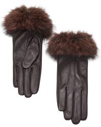 Mango - Faux Fur Trim Leather Gloves - Lyst
