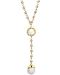 VIDAKUSH - Teardrop Freshwater Pearl Pendant Y-Necklace - Lyst