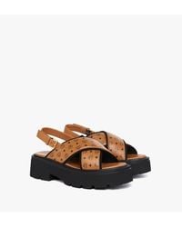 MCM - Monogram Platform Sandals - Lyst