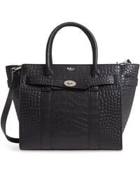 Mulberry - Small Bayswater Croc Embossed Calfskin Leather Satchel - Lyst